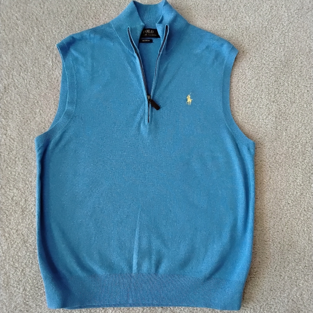 Polo by Ralph Lauren Light Blue Zip-Up Sweater Vest